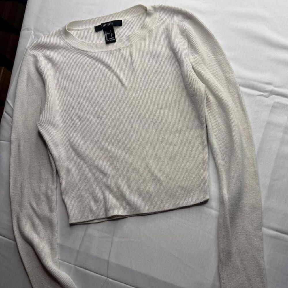 Forever-21 Women's Cream and White Shirt
